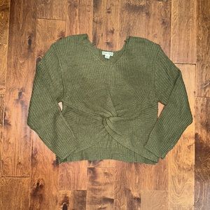 Caren Sport Green Criss Cross Front Detail Knit Sweater Sz 3x